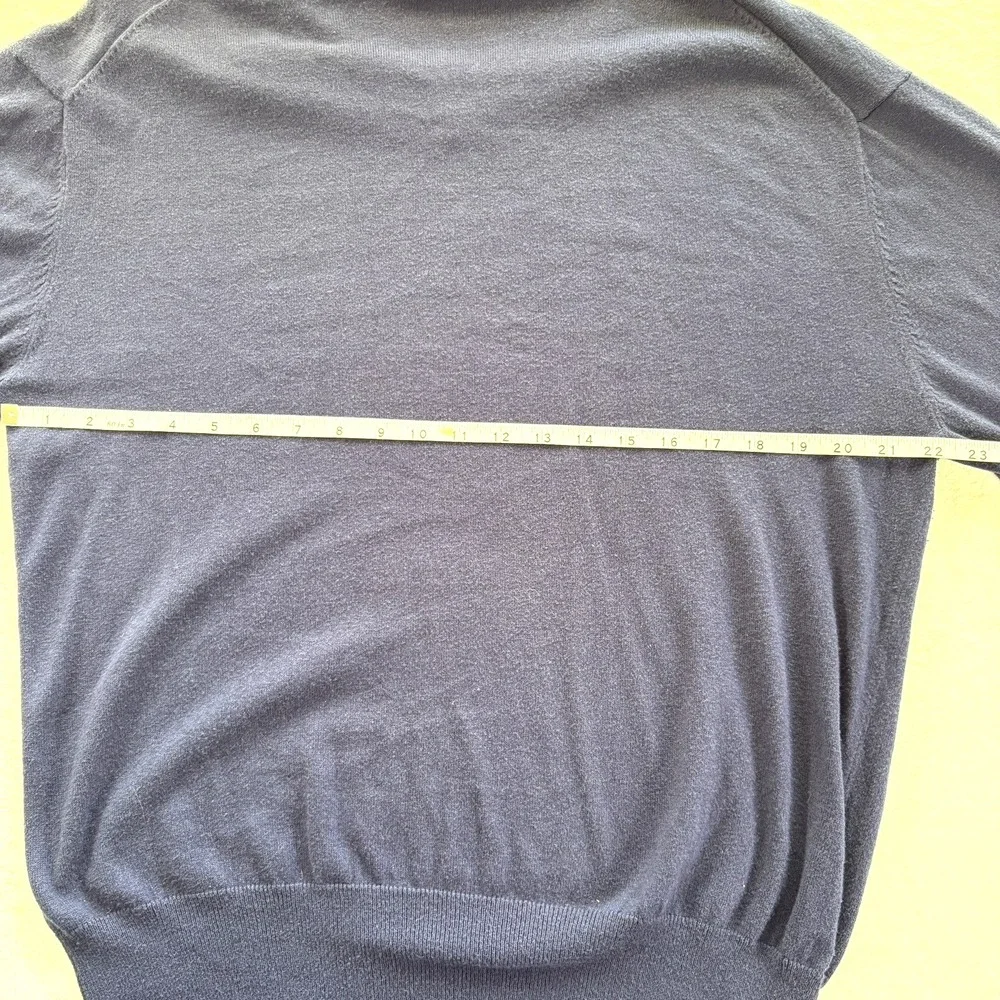 Orvis Men's Large Blue V-Neck Sweater Cotton‎ Silk Cashmere Blend Long Sleeve